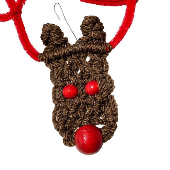 Vintage Handmade Crochet Reindeer Christmas Ornament - Picture 2 of 3
